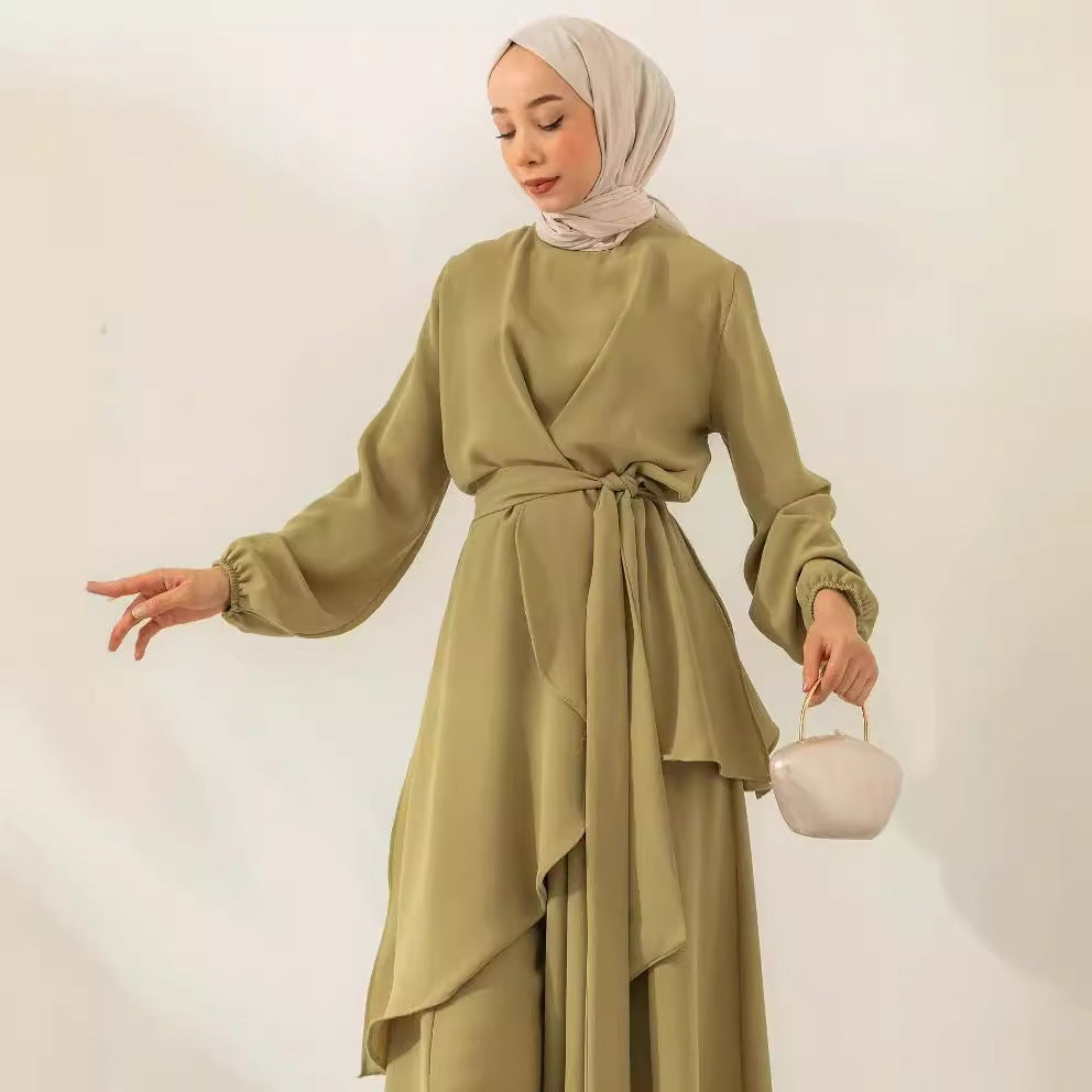 Women's Spring Muslim Style Solid Color Fashion Suits
