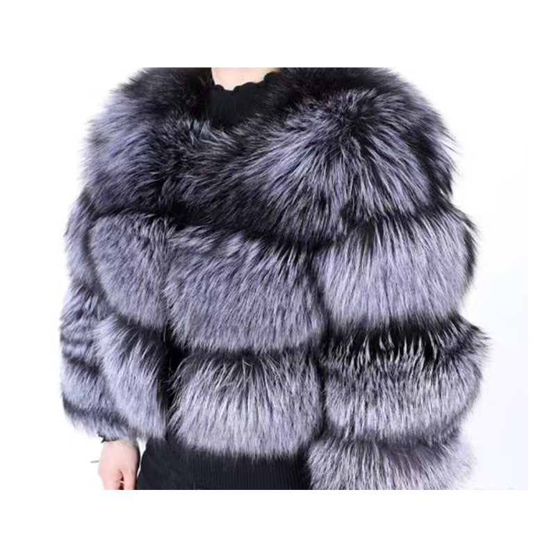 Women's Fur Imitation Raccoon Stitching Artificial Coats