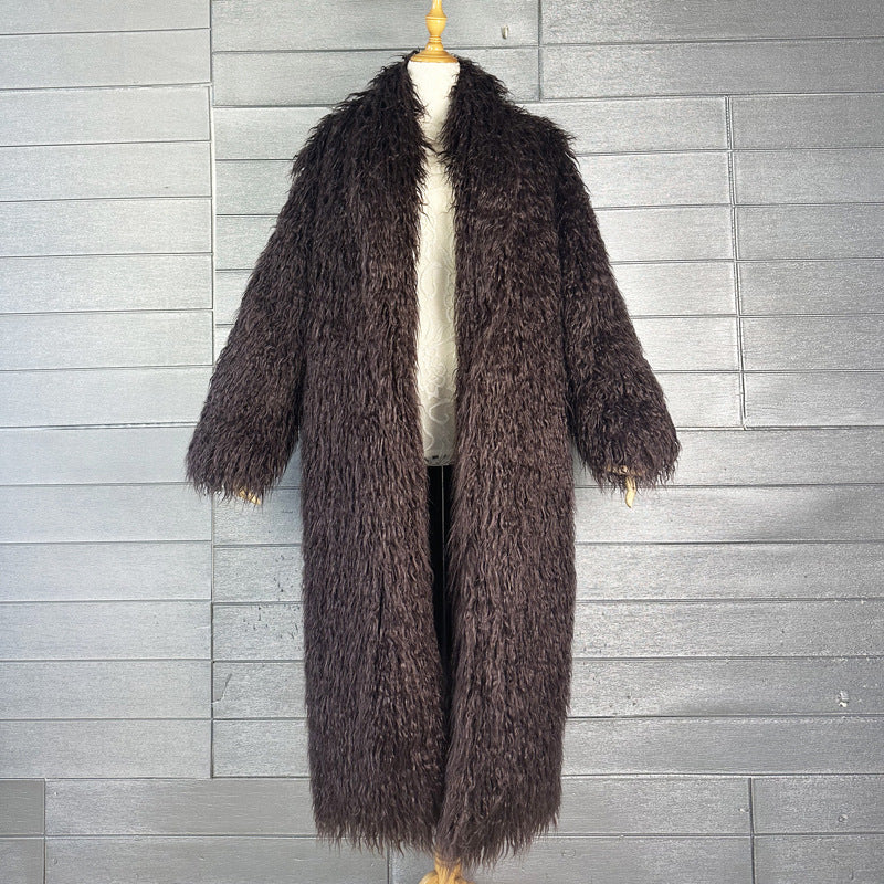 Fur Imitated Tibet Sheep Green Fruit Collar Over Coats