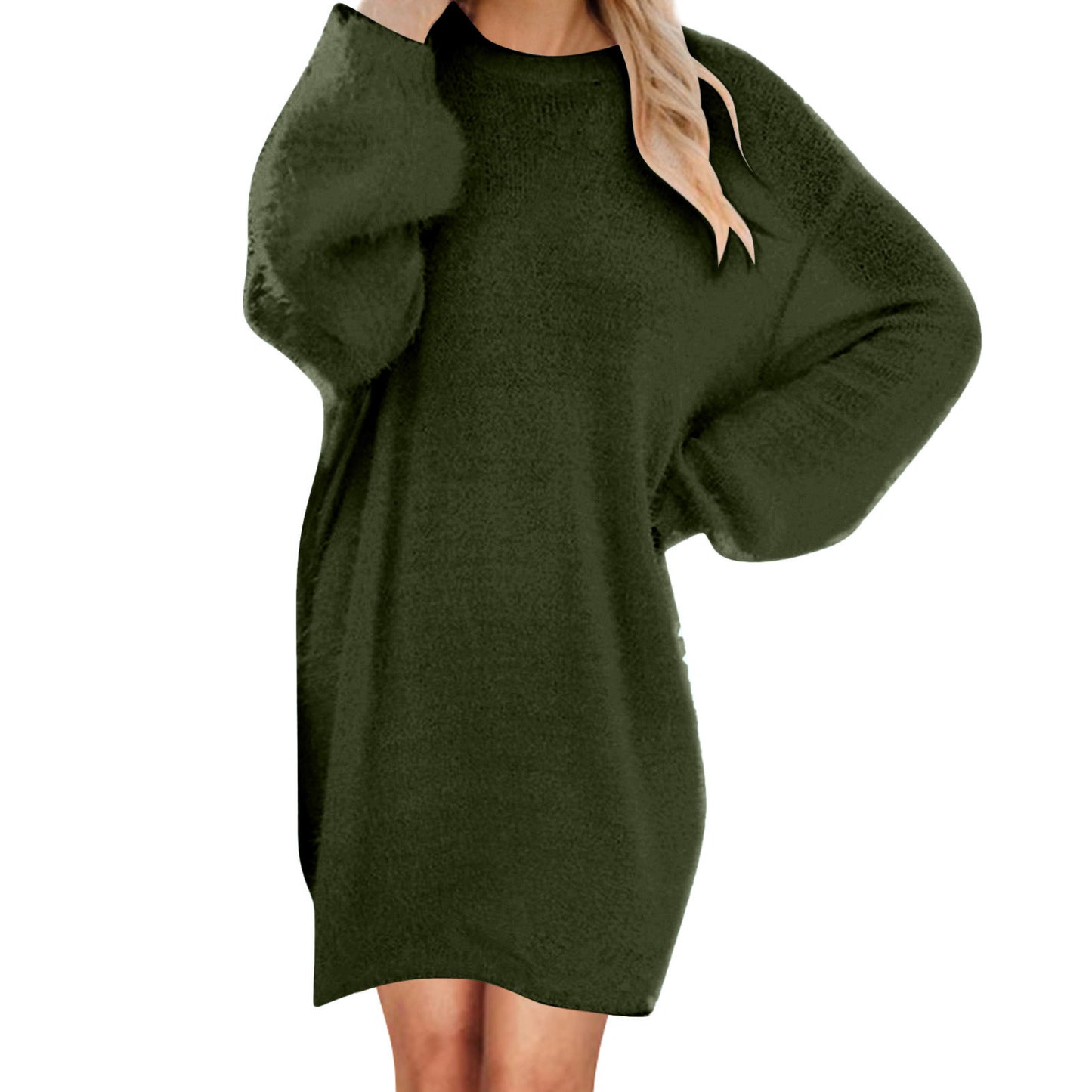 Women's Long Sleeve Round Neck Loose Plush Dresses