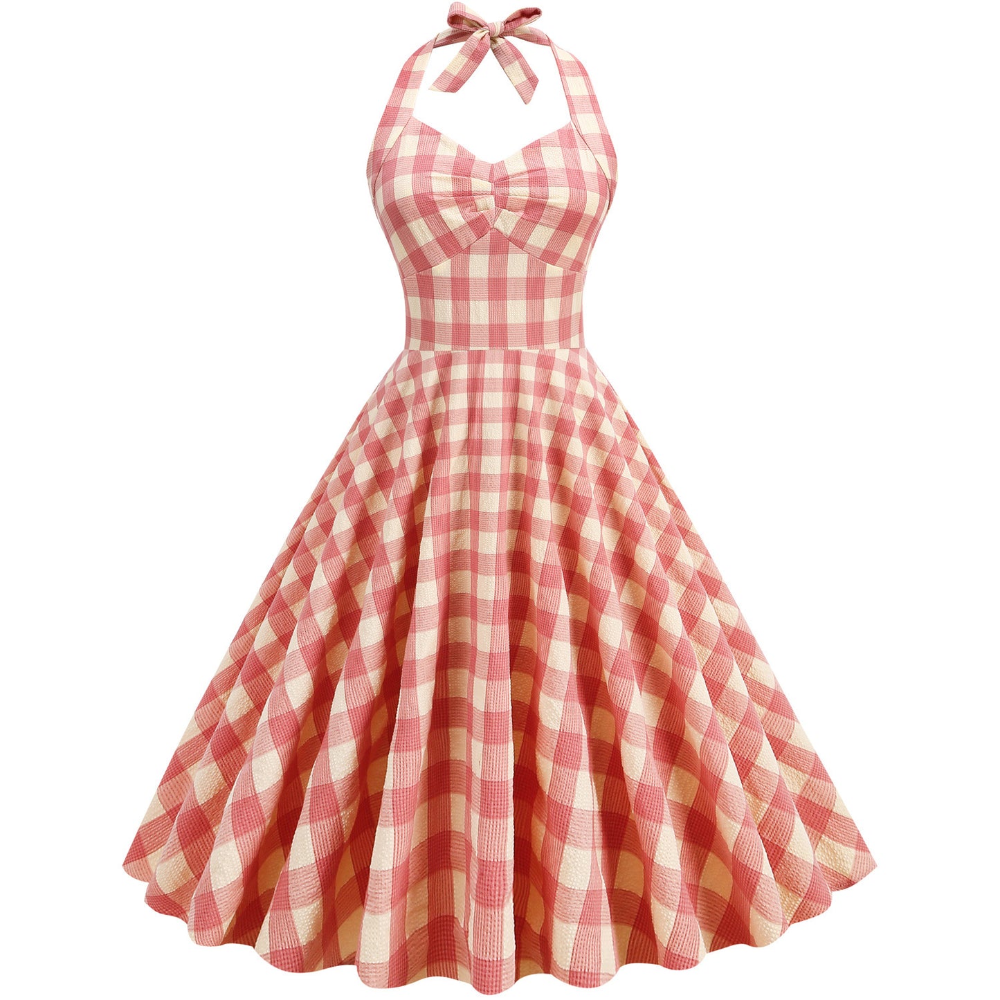 British Lattice Girdle Large Swing Mid-length Dress Dresses