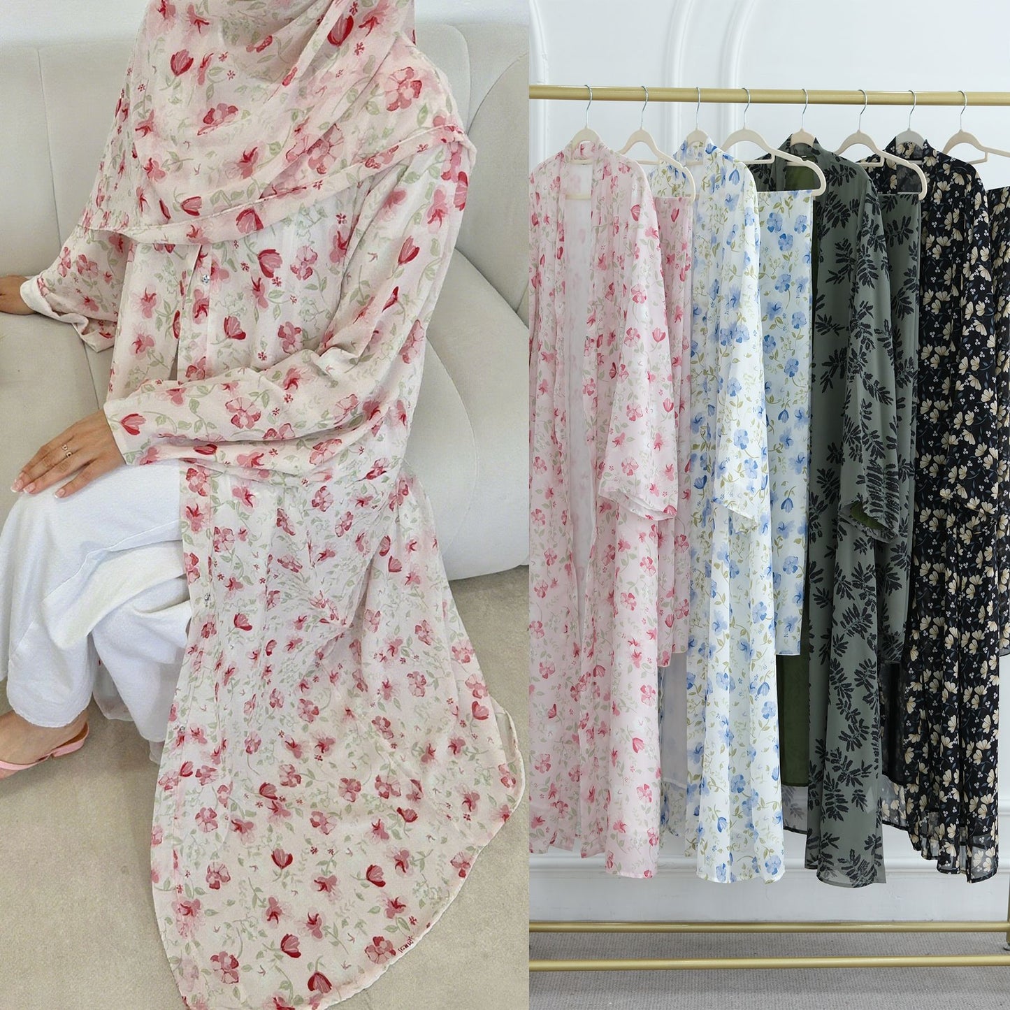 Durable Pure Beautiful Printed Design Chiffon Dresses