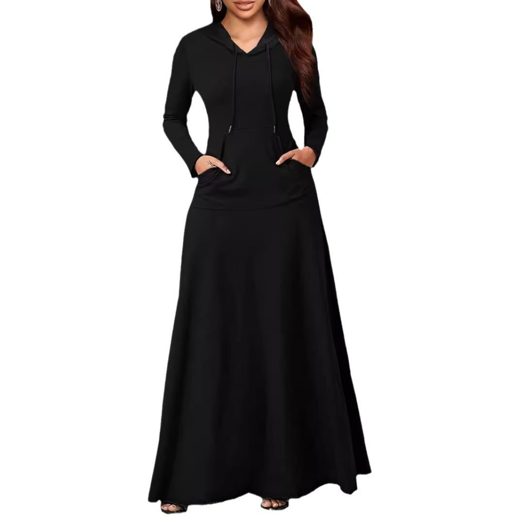 Women's Sexy Solid Color Long Hooded Dress Dresses