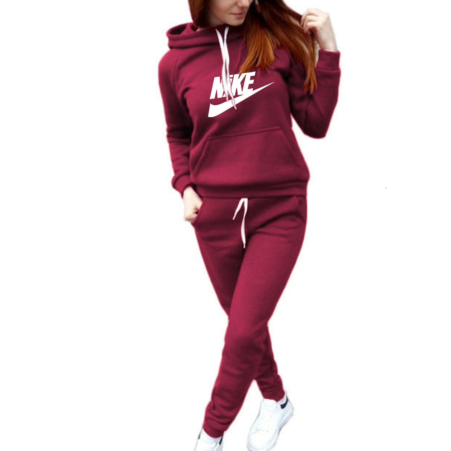 Women's Hoodie Two-piece Sports Fleece Lined Trend Fashion Casual Suit