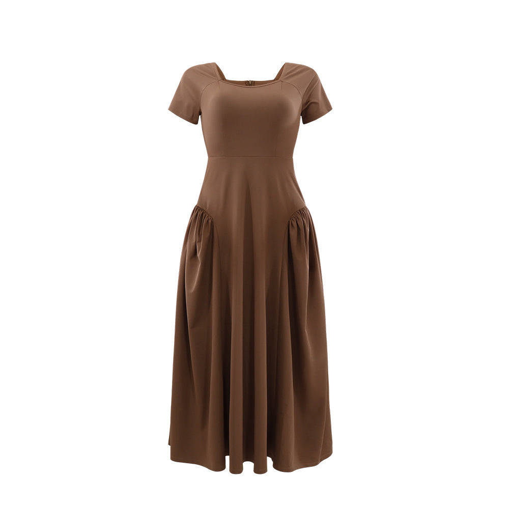 Double-sided Stitching Ruffle Dress Fashionable High Waist Dresses