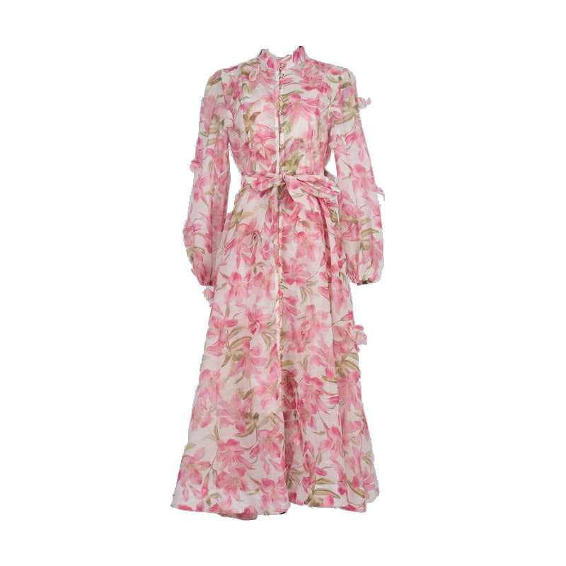 Catwalk Design Sense Hanging Flower Long Dresses