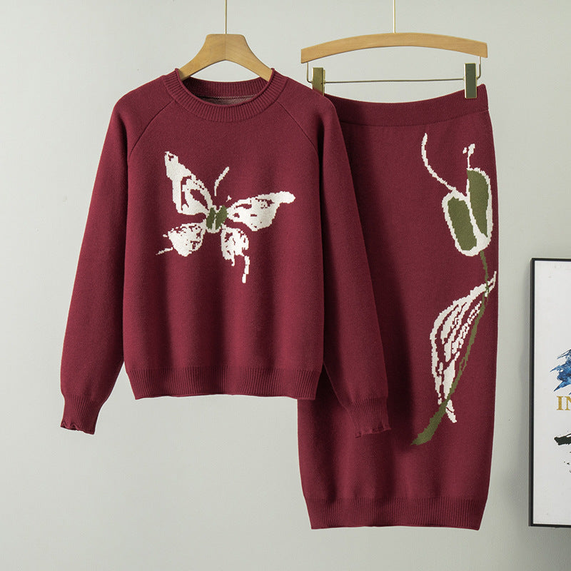 Glamorous Trendy Women's Butterfly Embroidered Two-piece Suits