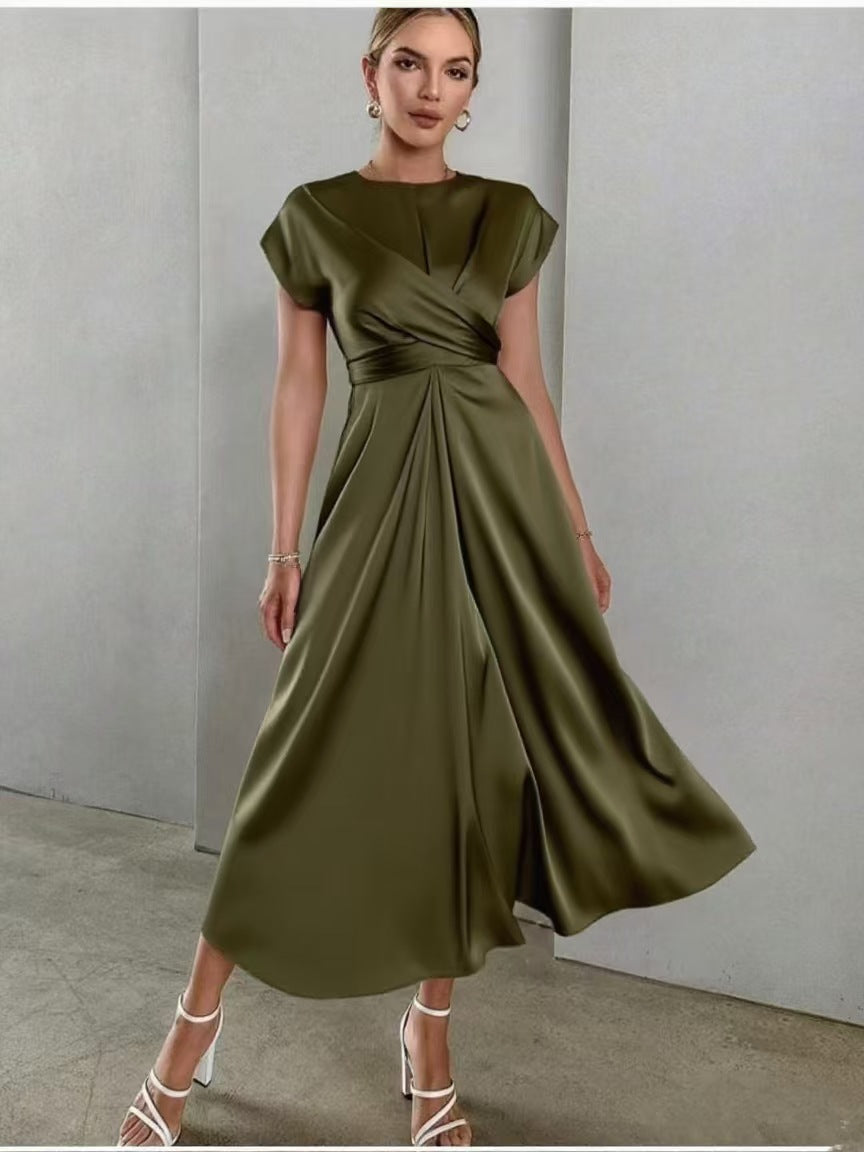 Women's High-grade Satin One-piece Sleeve Dress Elegant Dresses