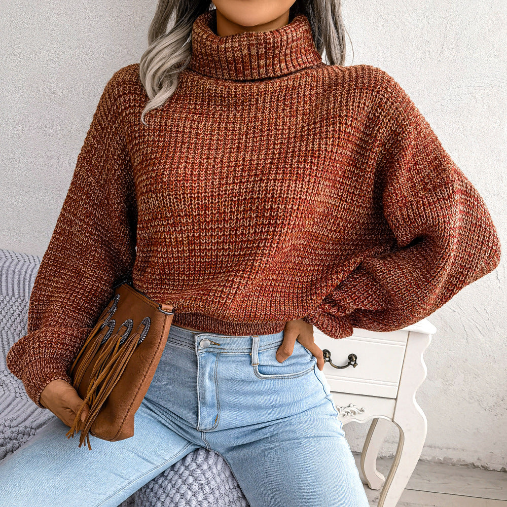 Women's Wind Color Mixing Lantern Long Sleeve Clothing