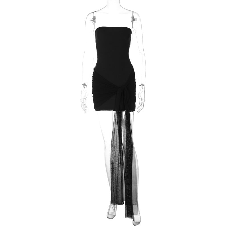 Women's Solid Color Elegant Wrapped Chest Waist Dresses