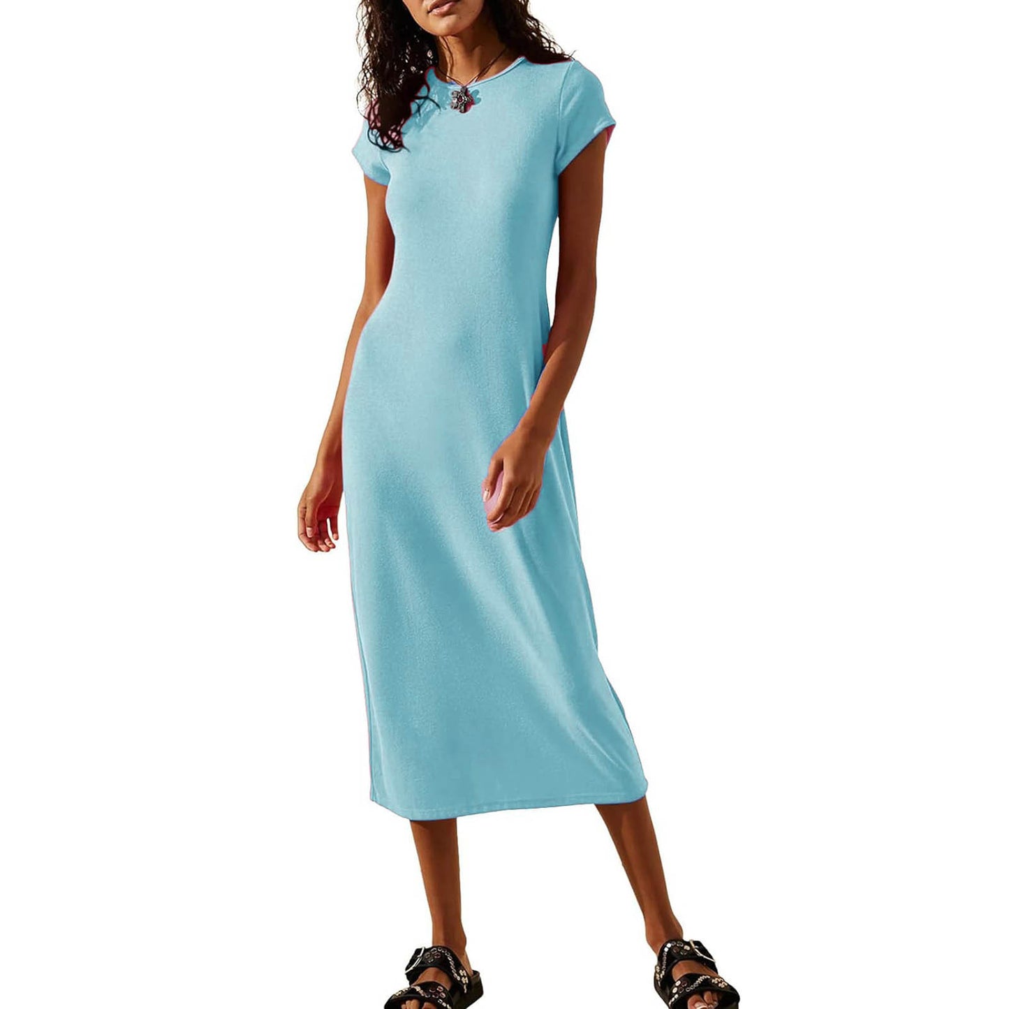 Women's Popular Solid Color Sexy Sleeve Sheath Dress