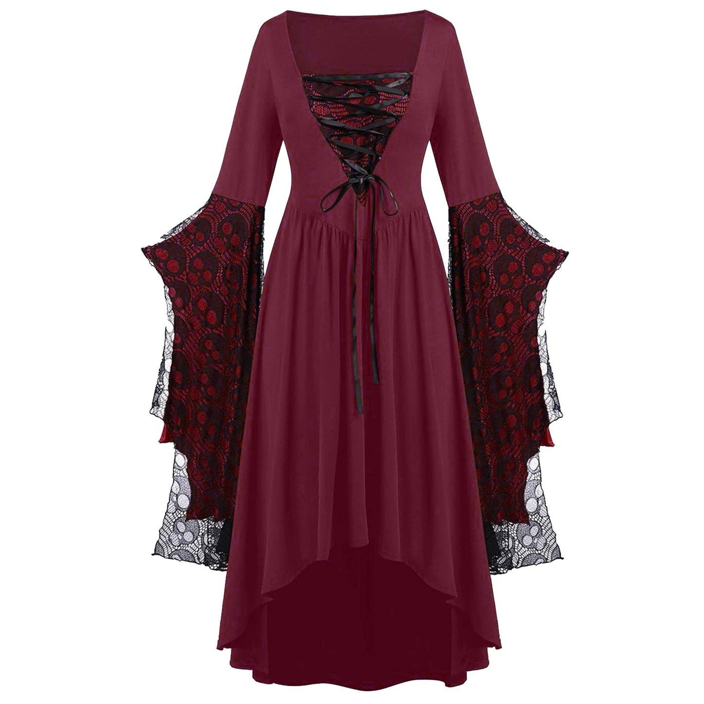 Unique Women's Halloween Skull Lace Tied Dress
