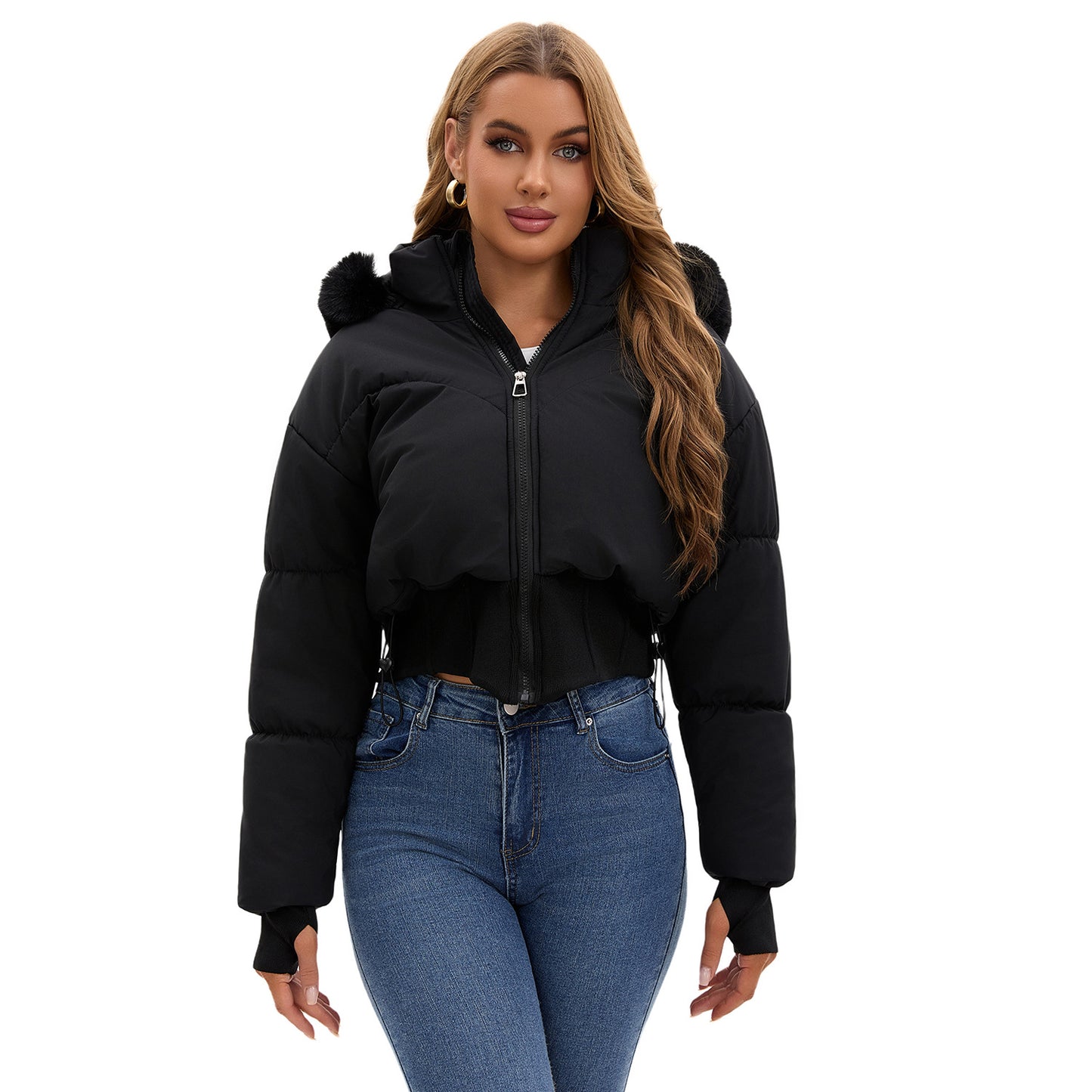 Women's Big Fur Collar Hooded Cotton Thickened Coats