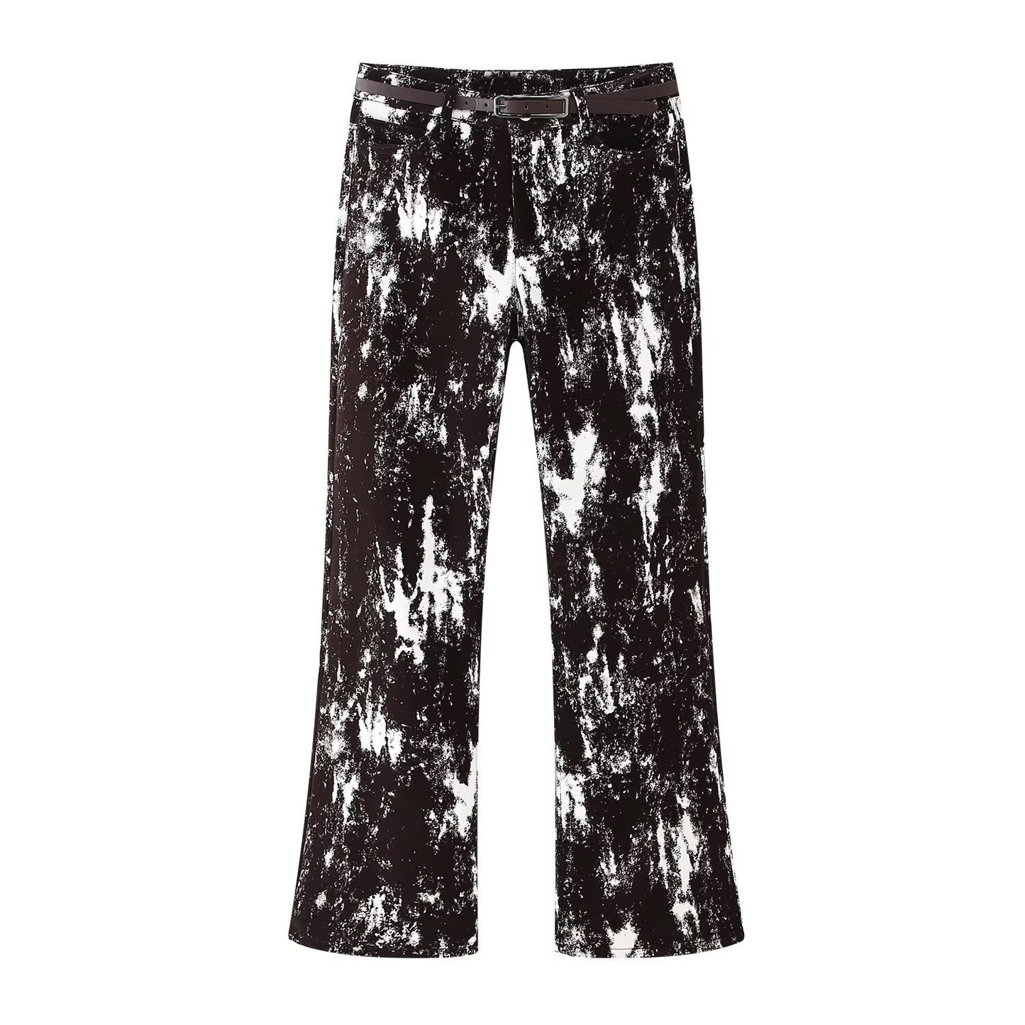 Women's Animal Print Flocking With Belt Suits