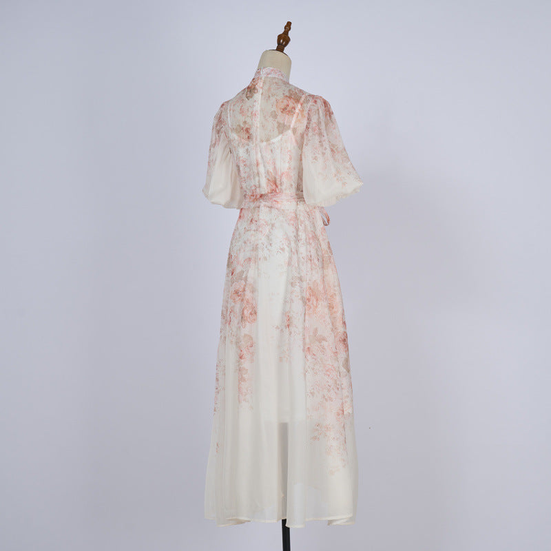 Women's Design Short-sleeved Long Dress Printed For Dresses