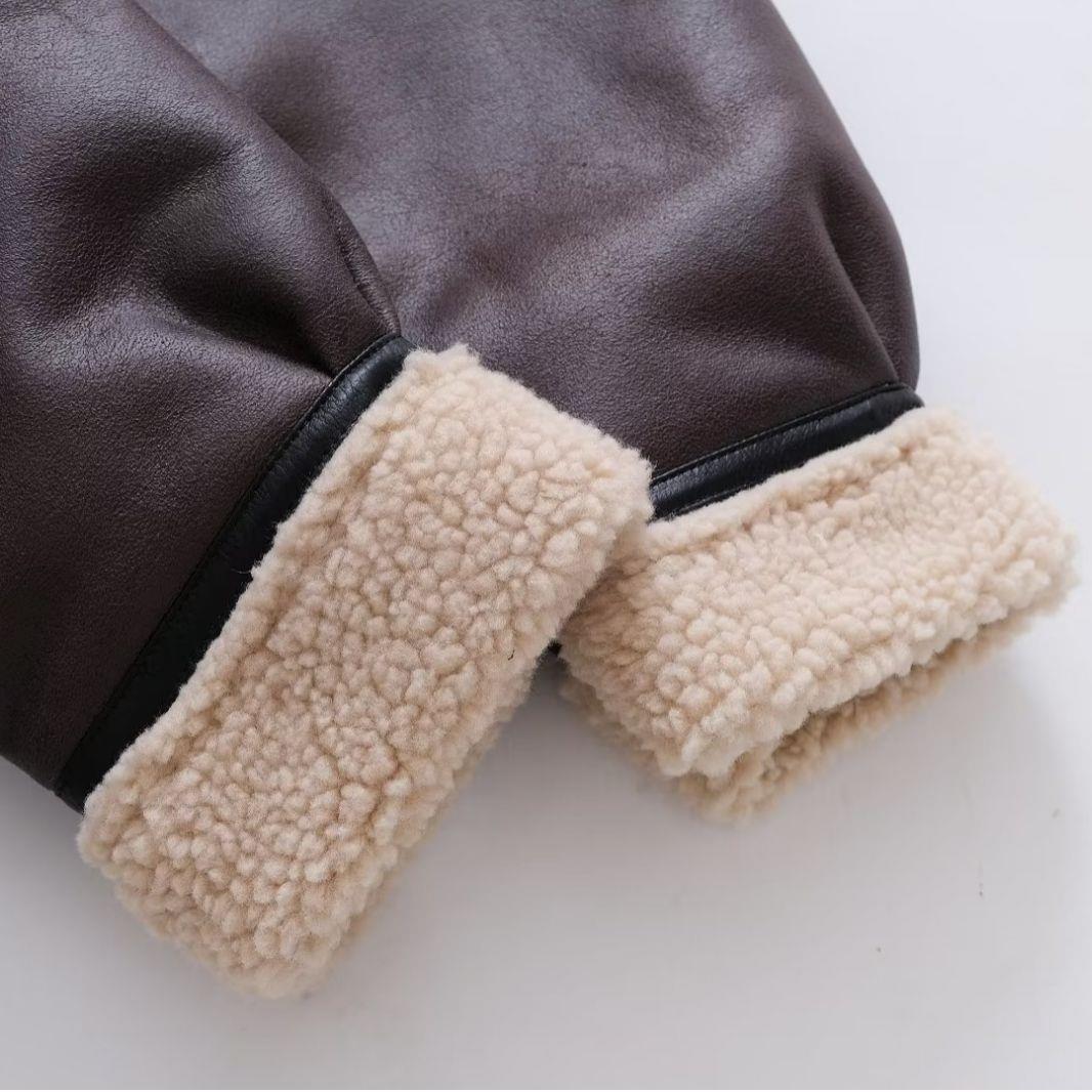Women's Trendy Suede Fur Integrated Motorcycle Coats