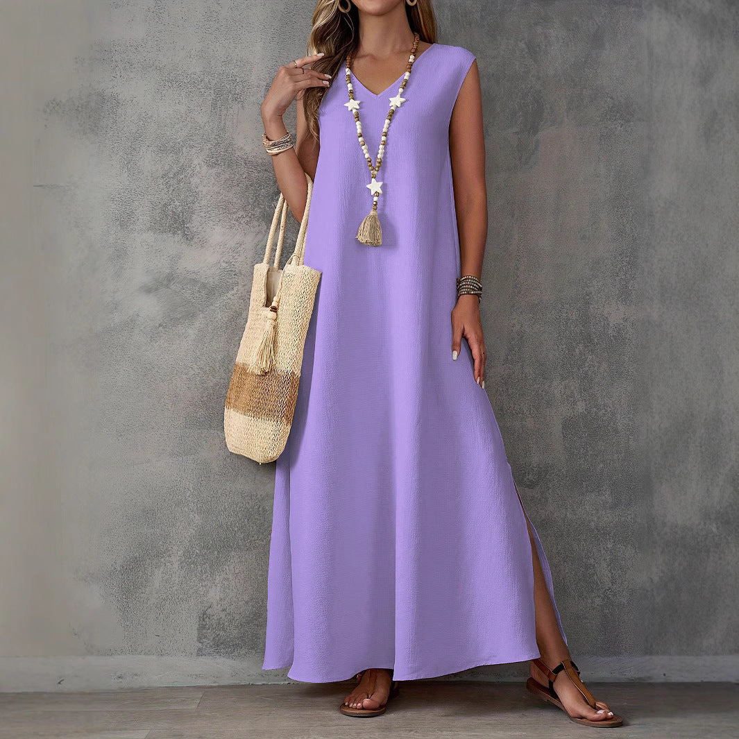 Women's Summer Sleeveless Side Slit Elegant Dress