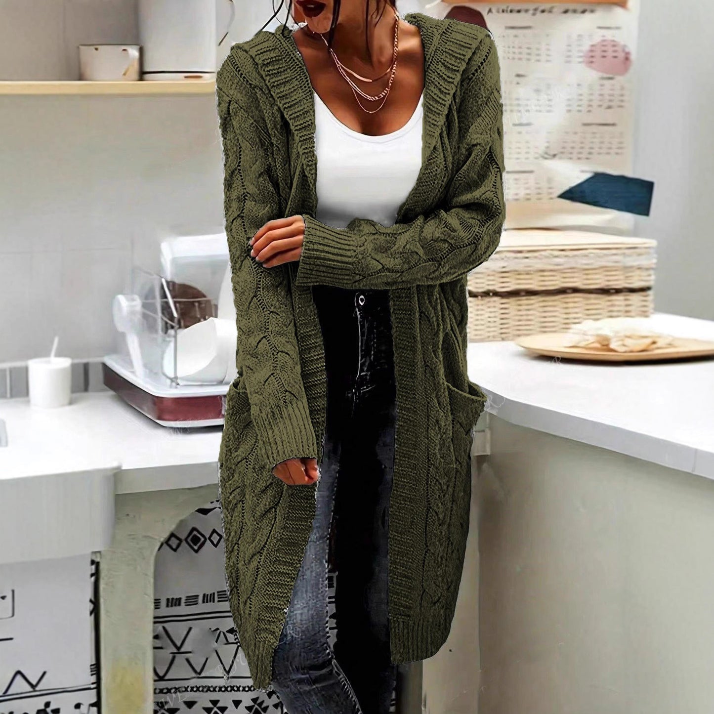 Durable Popular Women's Hooded Twist Pocket Women's Sweater