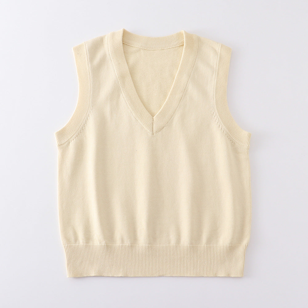 Basic Style Pullover Sleeveless Thin Solid Color Women's Sweater