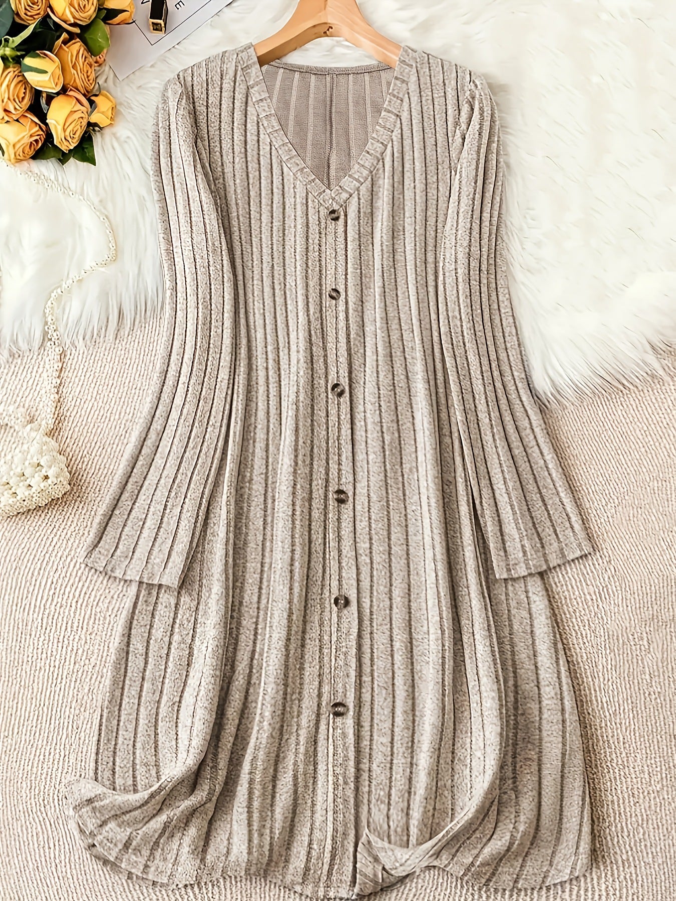 Elegant Inner Match Knitted Style Sunken Dress