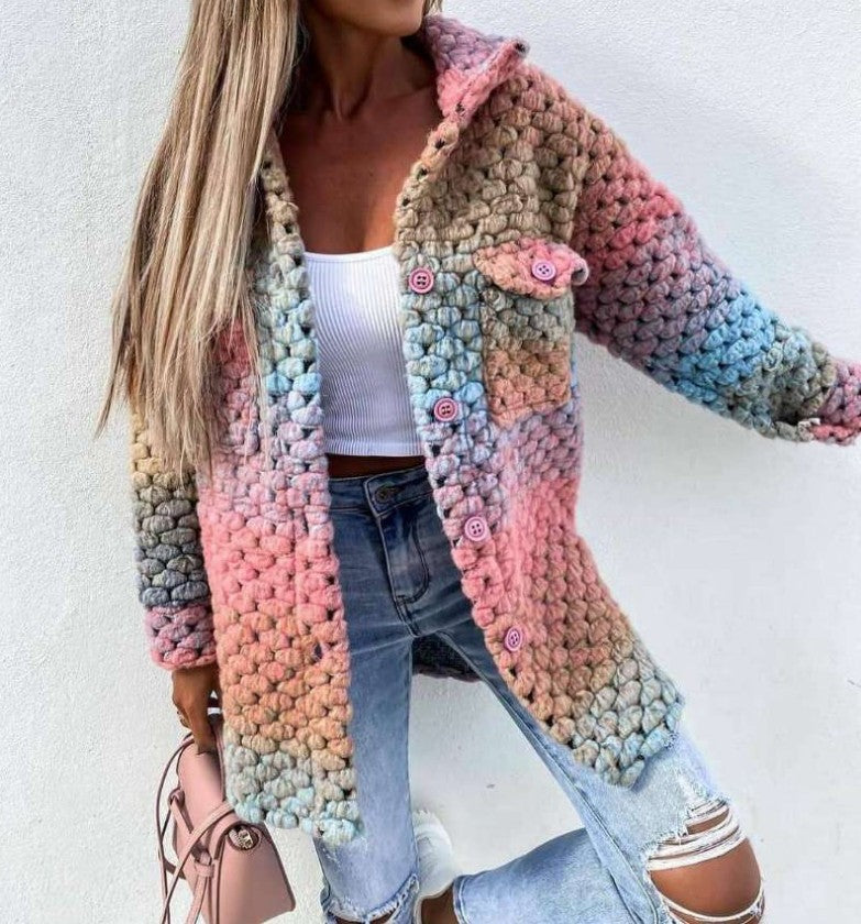 Women's Elegant Fashion Printing Woolen Cloth Jackets
