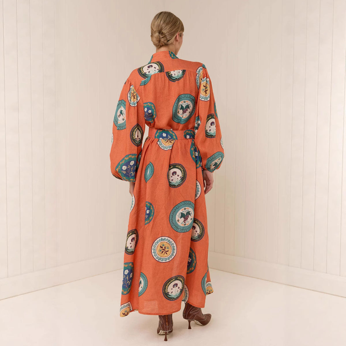 Unique Casual Fashion Belt Linen Long Dresses