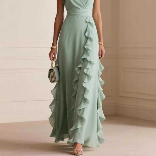 Women's Solid Color Pleated Sleeves Collar Dress Dresses