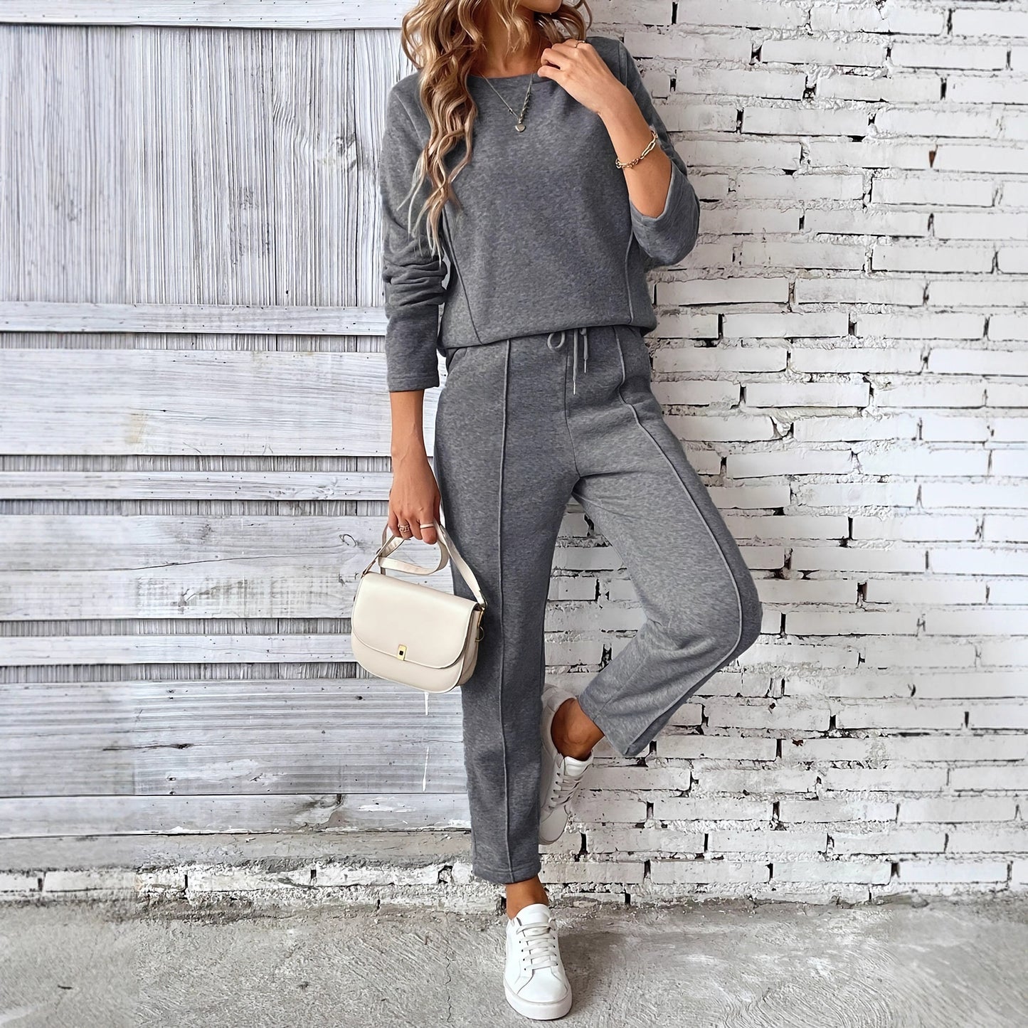 Glamorous Women's Autumn Round Neck Straight Fashion Casual Suit
