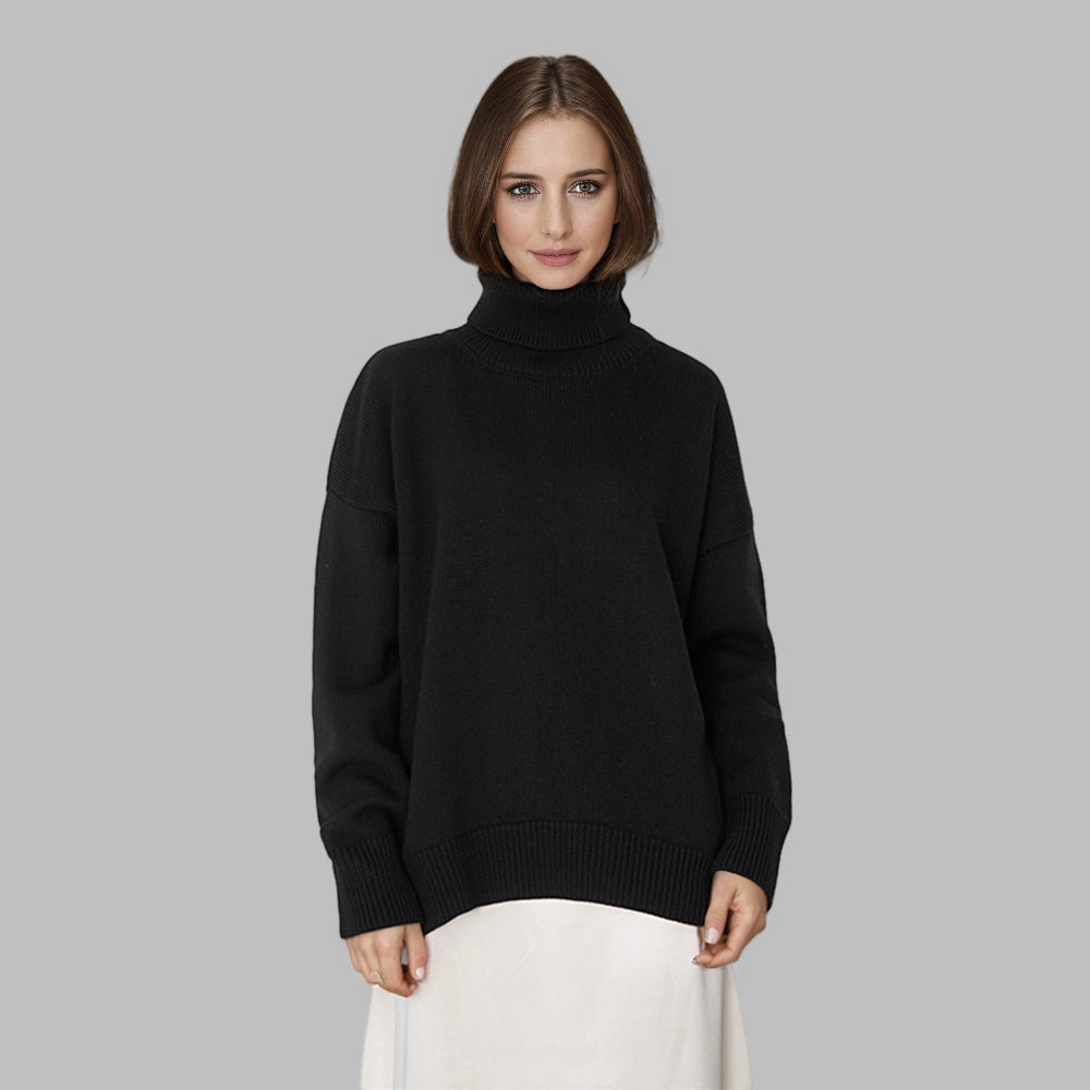 Women's Solid Color Turtleneck Loose Versatile Classic Sweaters