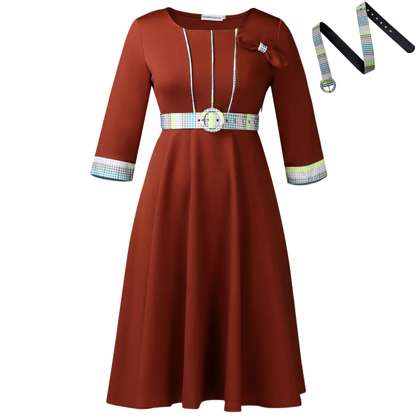 Women's Fashion Elegant Round Neck Stitching African Dress