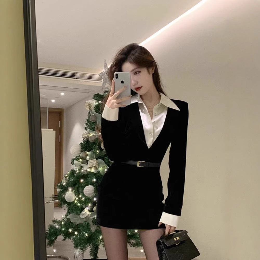 Women's Like Woman Wind Black Waist Slimming Pure Skirts