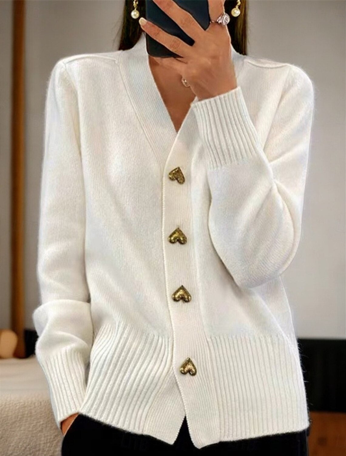 Women's Button Casual Loose Temperament Solid Color Knitted Cardigans