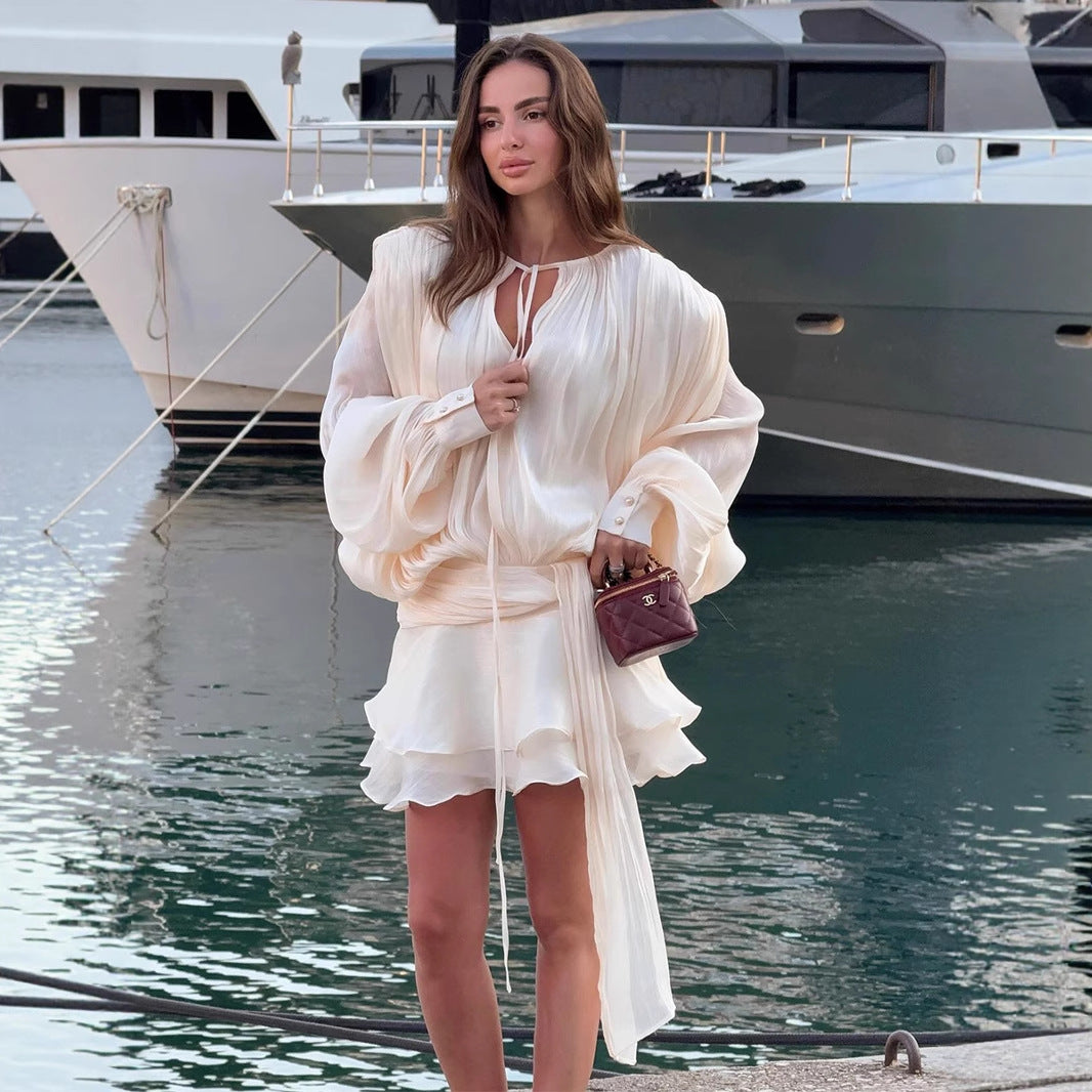 Chiffon Long Sleeve Dress Summer Lantern Dresses