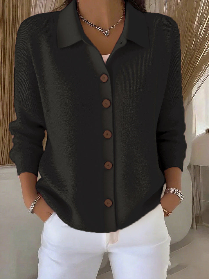 Women's Knitted Button Solid Color Casual Fashion Sweater