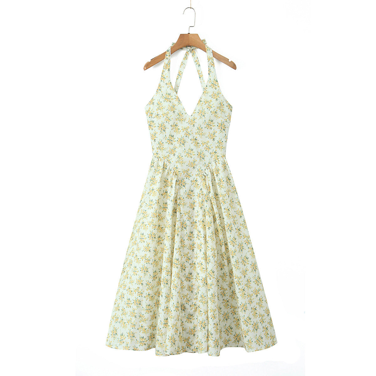 Women's Hanging Collar Waist Slimming Long Cotton Dresses