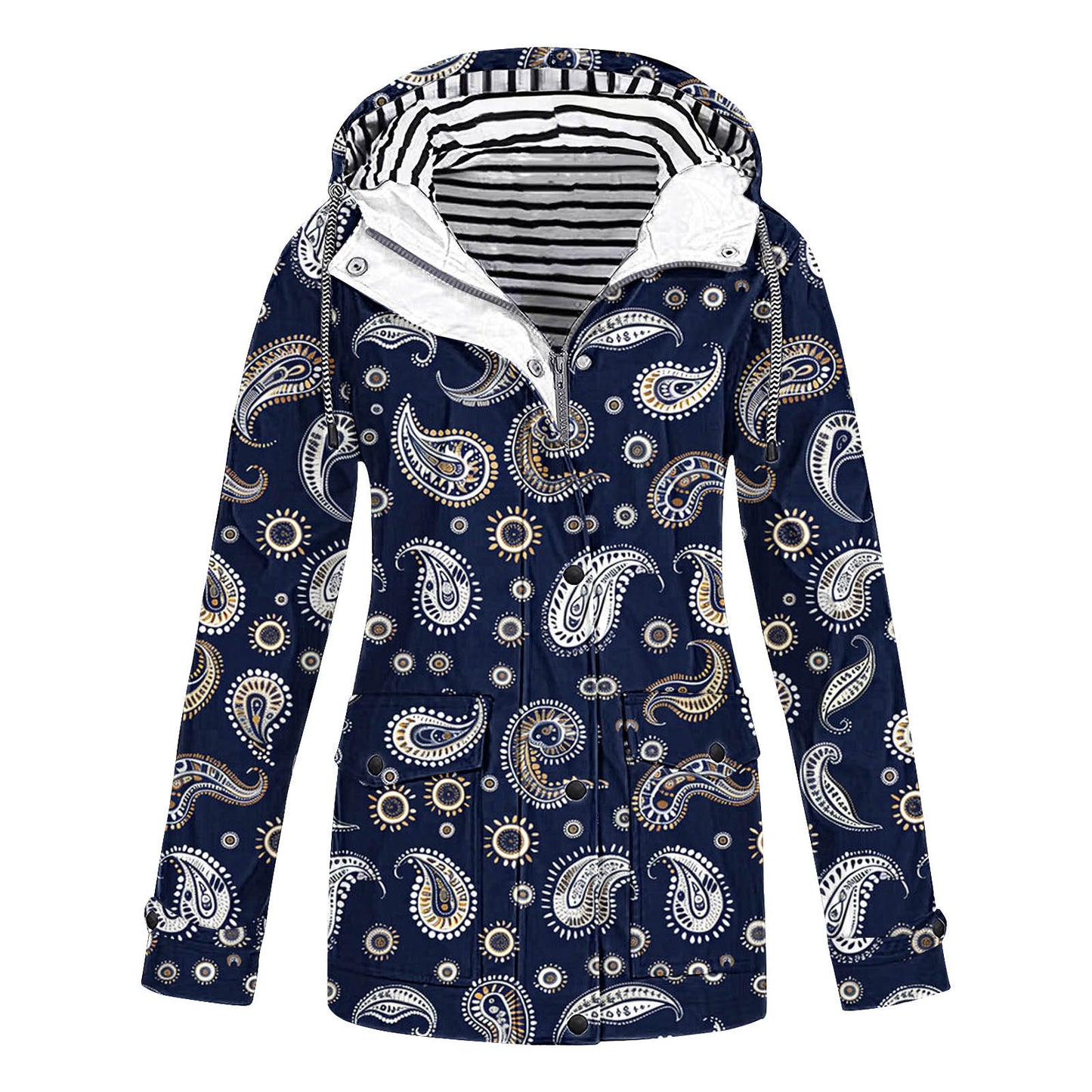 Women's Camouflage Printed Hooded Pocket Splash Outdoor Coats