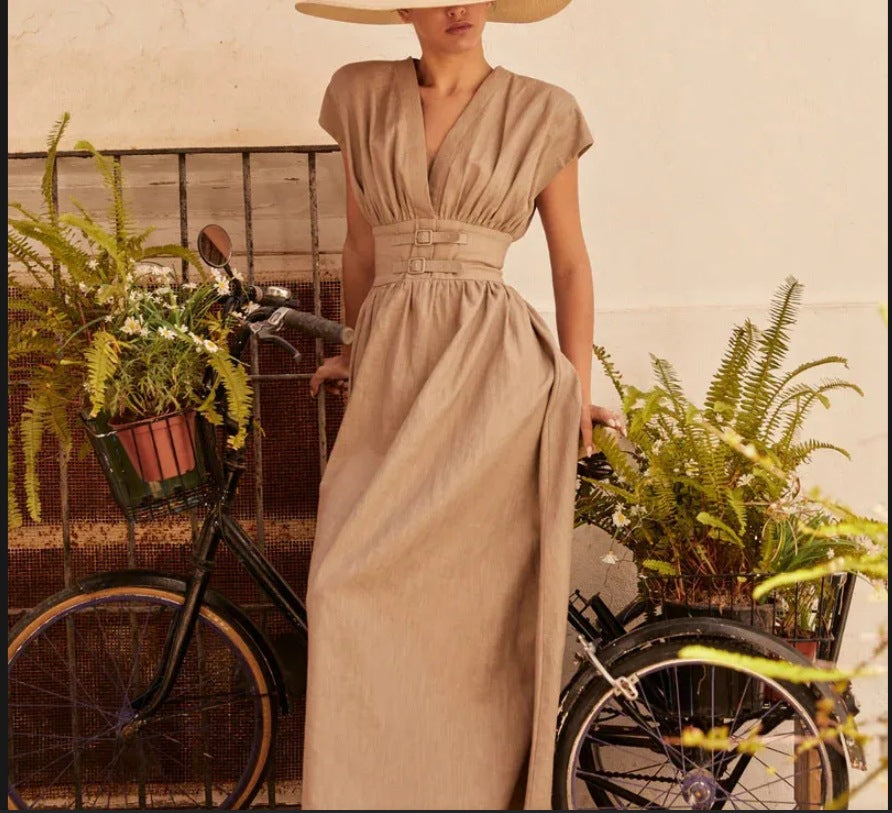 Women's Long Dress Retro Spaghetti Straps Elegant Fashion Dresses