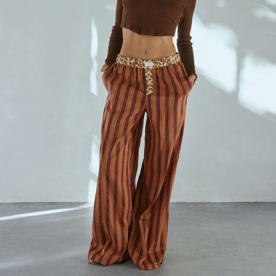 Women's Casual Comfortable Plaid Trousers Straight For Pants