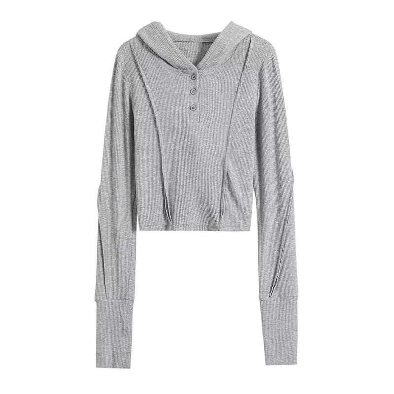 Women's Autumn Hot Solid Color Hooded Block Blouses