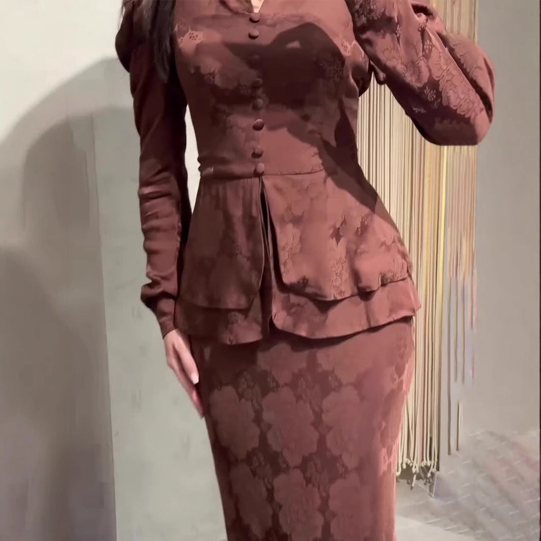 Women's Elegant Retro Long Sleeve Slim Fit Dresses