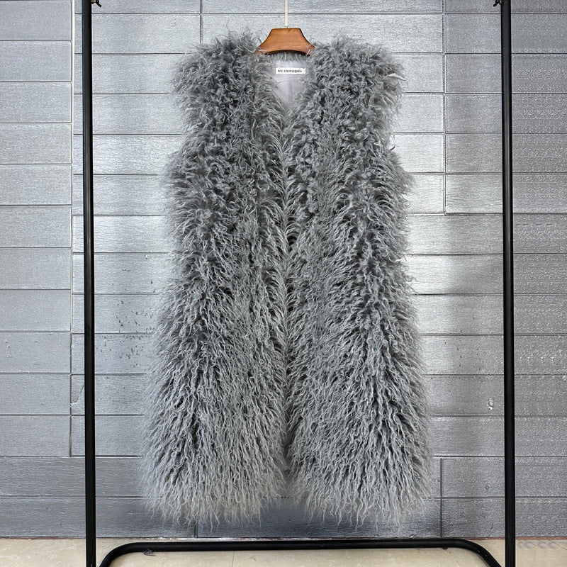 Women's Winter Lengthened Imitated Tibet Sheep Fur Coats