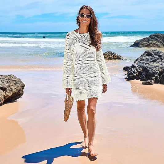 Long Sleeve Beach Vacation Shawl Round Dresses