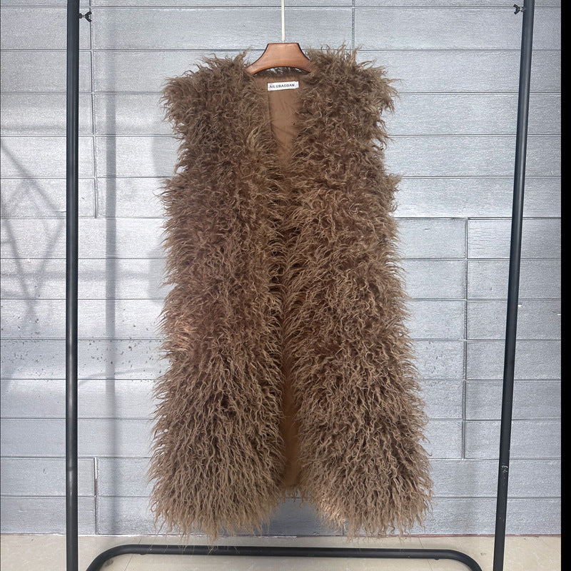 Women's Winter Lengthened Imitated Tibet Sheep Fur Coats