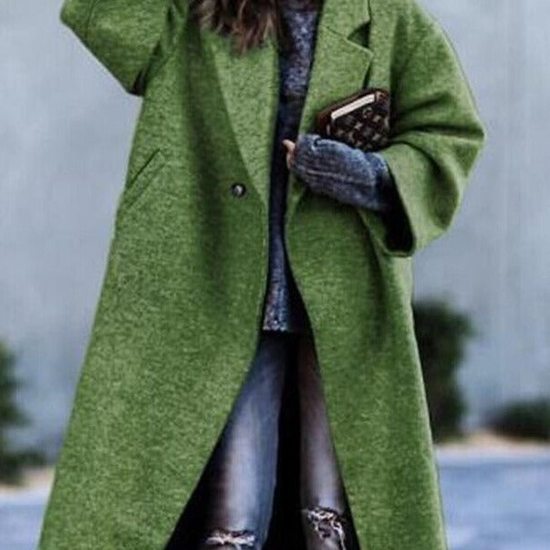 Women's Casual Long Pure Color Warm Keeping Coats