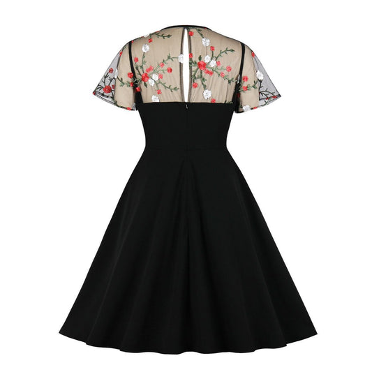 Women's Polka Dot Stitching Pettiskirt Retro Big Dresses