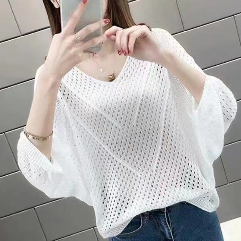 Women's Summer Thin Batwing Sleeve T-shirt Overall Clothing