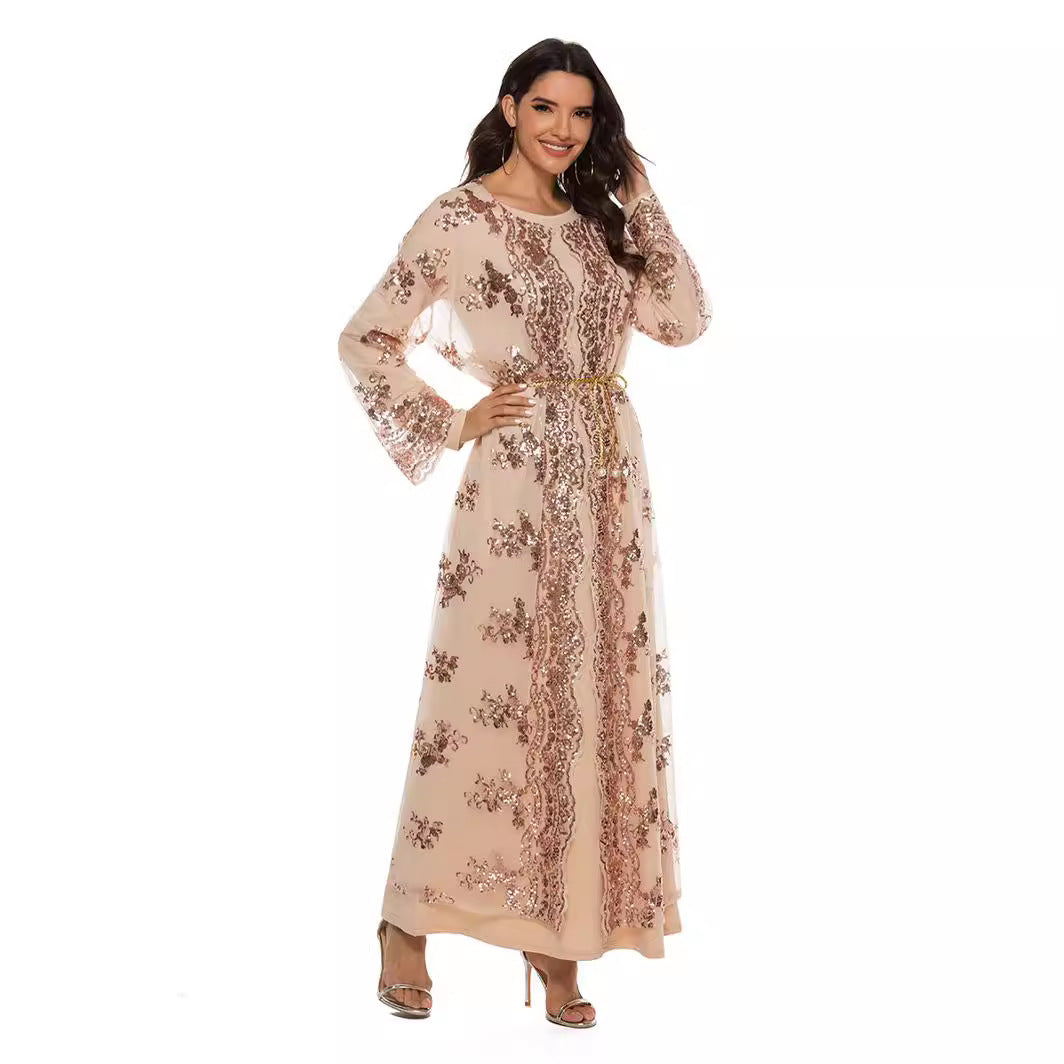 High Density Sequin Embroidery Long Elegant Dress
