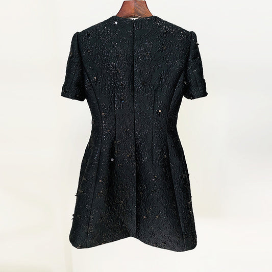 Fashion Elegant Graceful Jacquard Beaded Sleeve Dresses