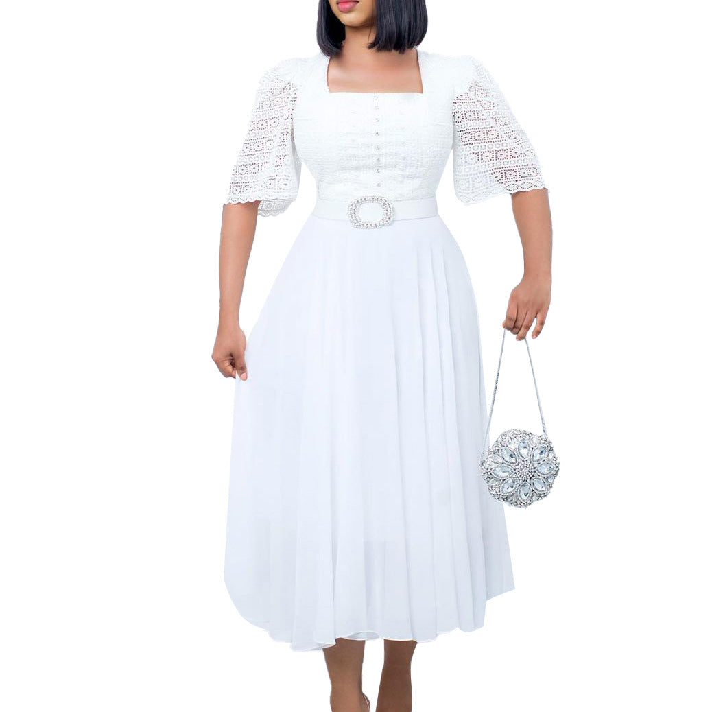 Fashion Chiffon Patchwork Beaded African Dress Dresses