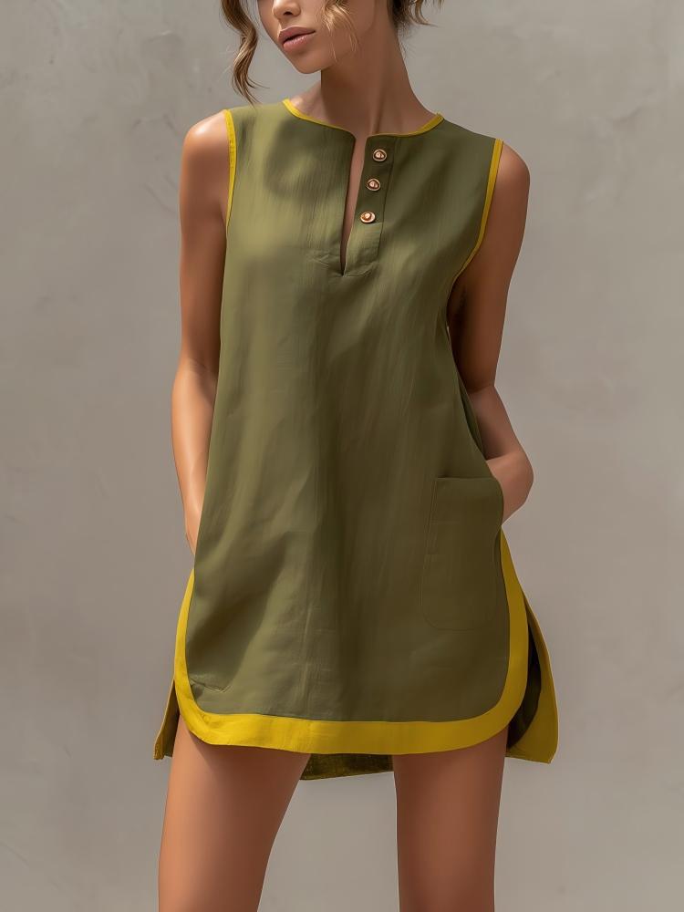 Summer Stitching Sleeveless Casual Loose Vacation Dress